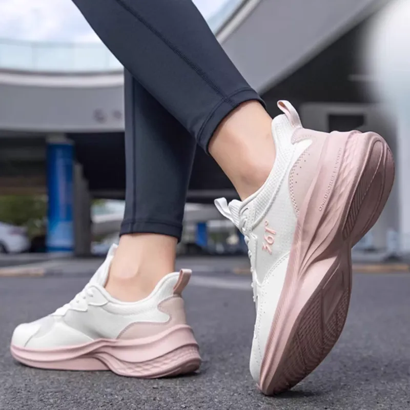 361° Anti Slip Wear Resistant Low Top Casual Running Shoes Women's White Pink-4