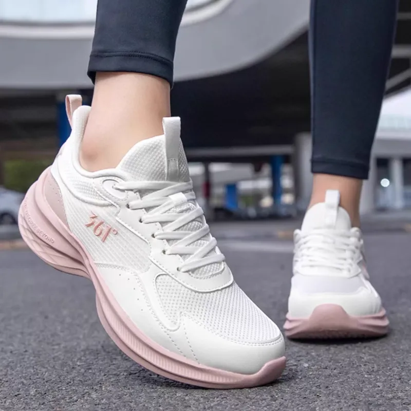 361° Anti Slip Wear Resistant Low Top Casual Running Shoes Women's White Pink-3