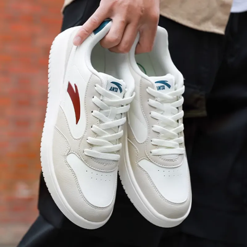 Anta Lightweight Non slip Lightweight Low Top Skateboard Shoes Men's White-1