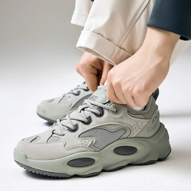Anta Super Body Cushioning, Wear Resistant Low Top Casual Shoes Men's Gray-2