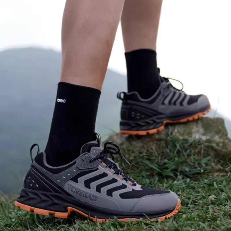TOREAD Cushioned Slip Resistant Low Top Trekking Shoes Unisex Gray Black-3