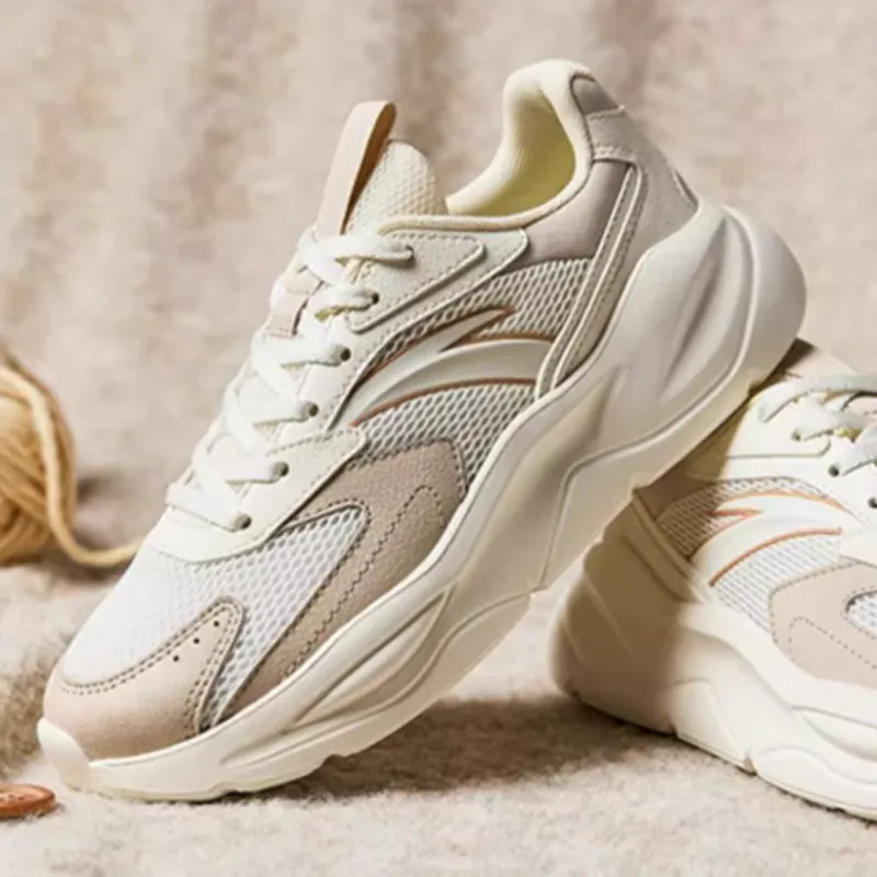 Anta Unruly Series Abrasion-Resistant Cushioning Slip-Resistant Low-Top Casual Shoes Women's White Brown-2