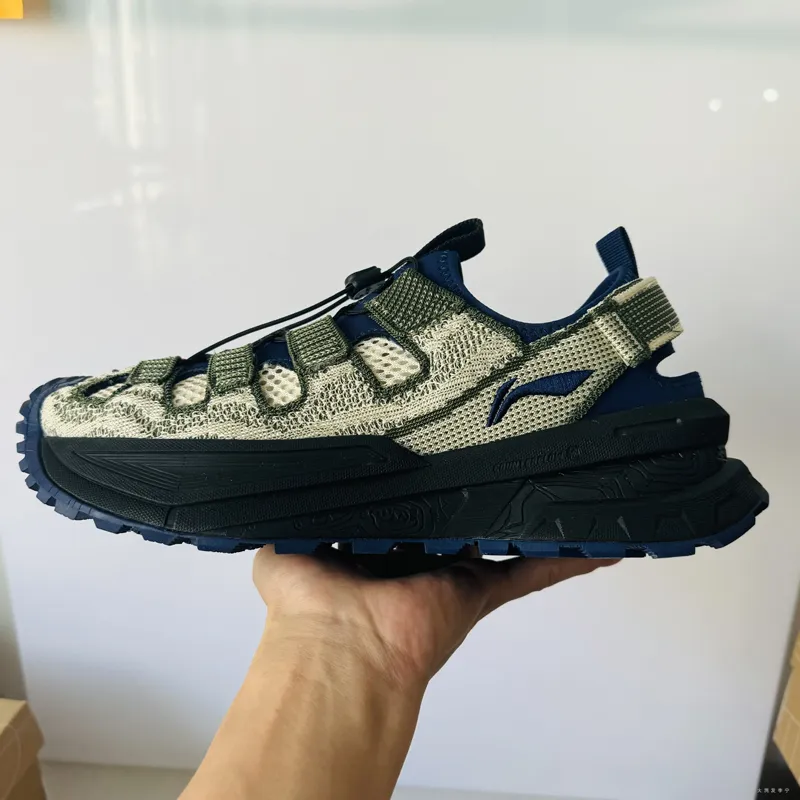 LiNing Breathable And Resilient River Trekking Shoes Unisex Beige Green-3