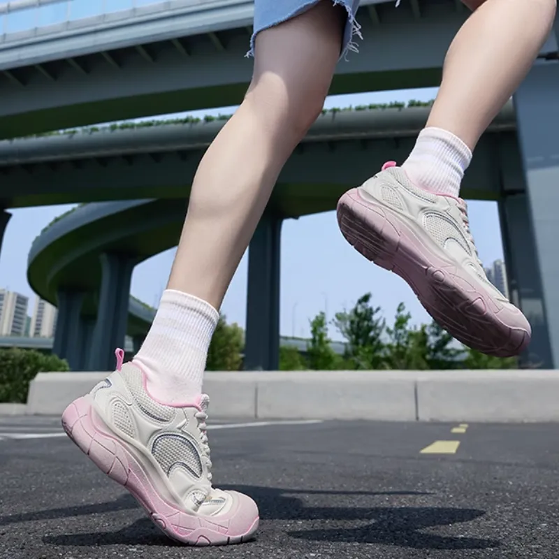 Feiyue Durable Breathable Low-Top Casual Shoes Women's Beige Pink-4