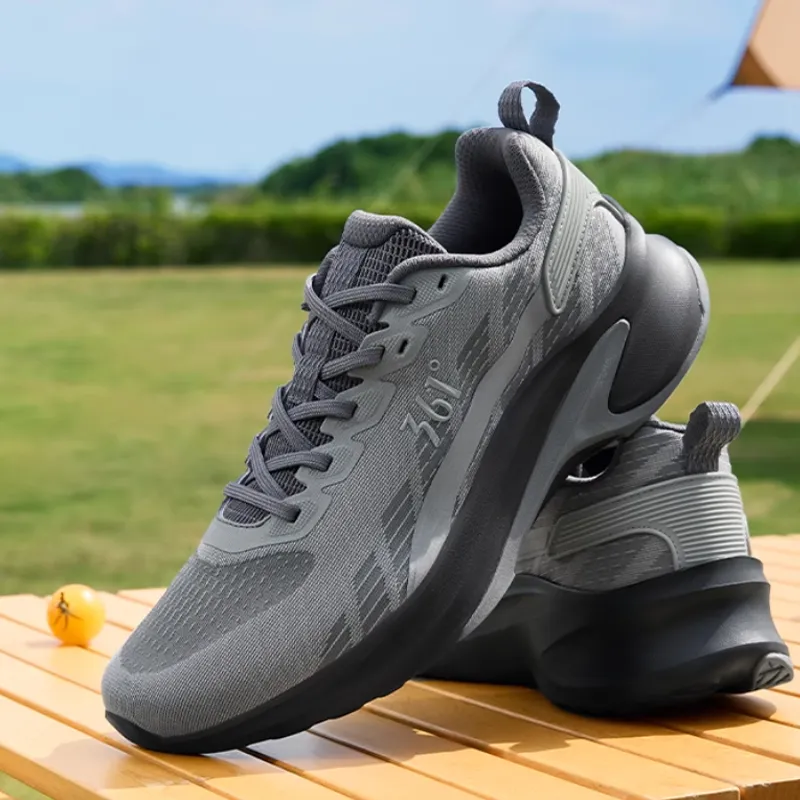 361° Cushioning Breathable Rebound Low Top Running Shoes Men's Gray Black-4