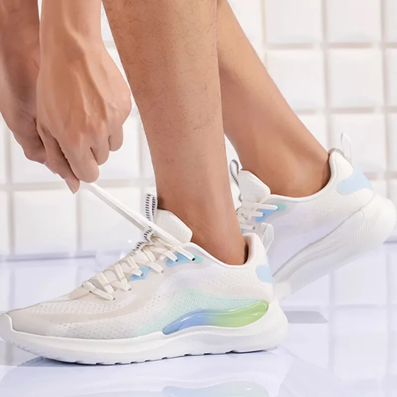 XTEP Shock Absorbers Slip Resistant, Abrasion Resistant, Breathable Low Top Running Shoes Men's Sail White-4