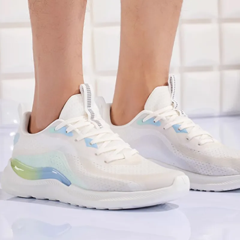 XTEP Shock Absorbers Slip Resistant, Abrasion Resistant, Breathable Low Top Running Shoes Men's Sail White-5