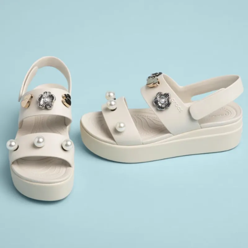 Crocs Beach Sandals Women's White Gray-5