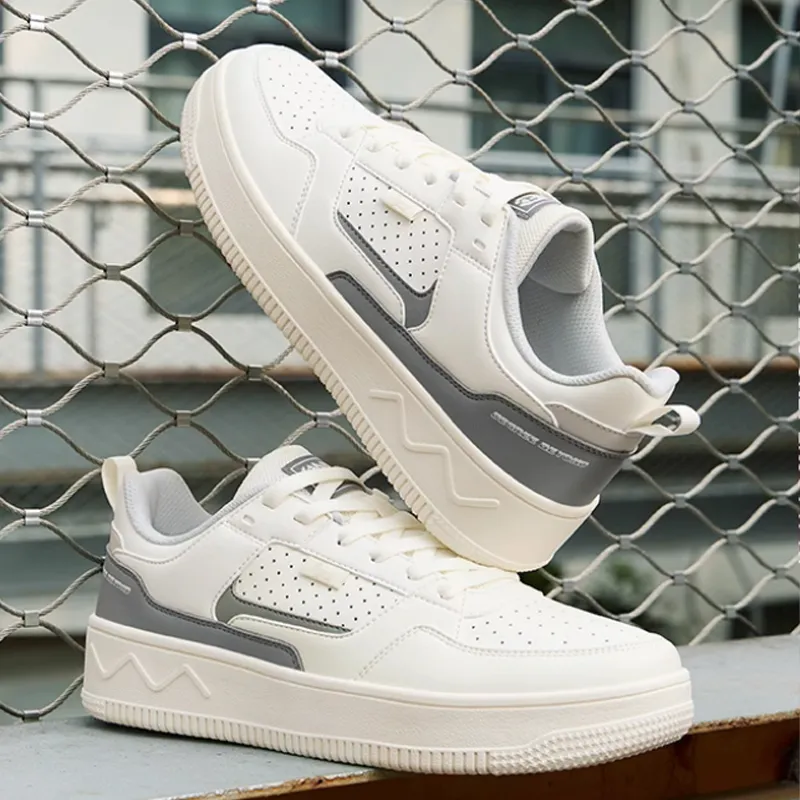 361° Slip Resistant Cushioning Low Top Skateboard Shoes Men's White Gray-2