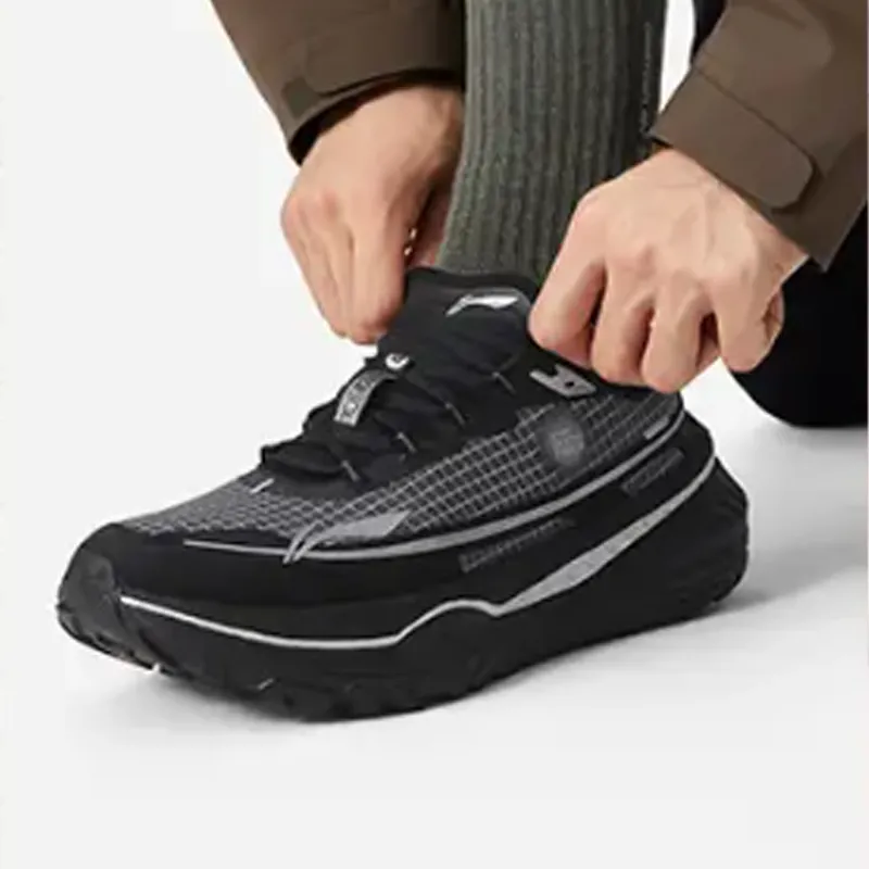 LiNing Di Lu V2 Cushioning Anti Slip And Wear Resistant Rebound Low Top Trail Running Shoes Men's Black-4