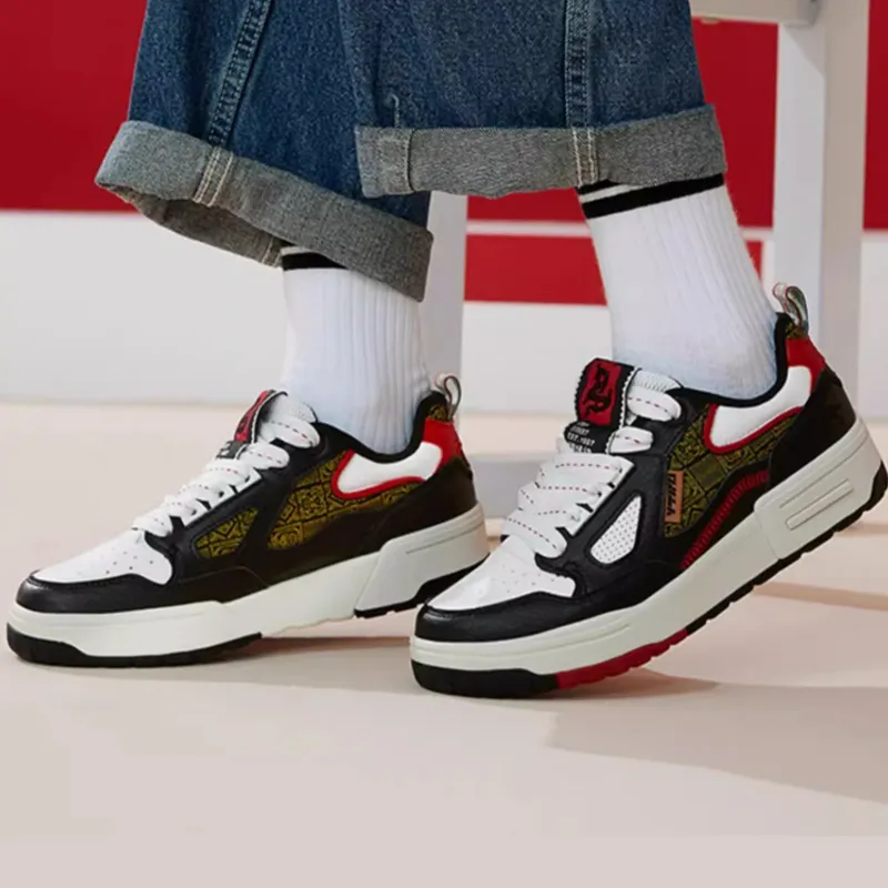 China Post x XTEP New Dawn Cushioning Low Top Skateboard Shoes Men's Black White Red-3
