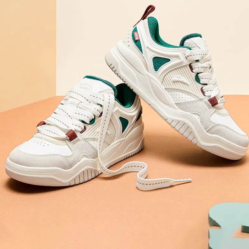 Anta Sea Salt Cushioned Slip-Resistant Low-Top Casual Shoes Women's White Green-4