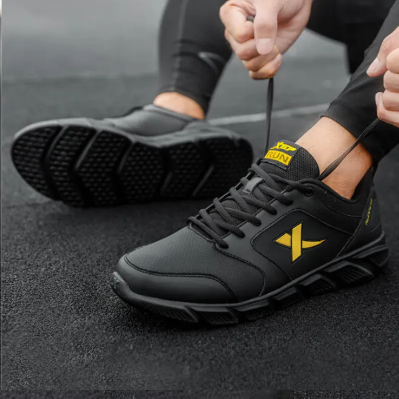 XTEP Cushioning Anti Slip And Wear Resistant Low Top Casual Shoes Men's Black Gold-3