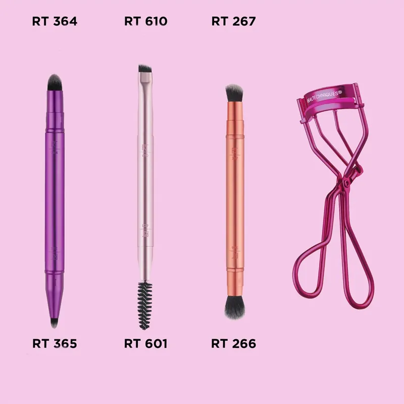 Real Techniques Double Time Brush Eyelash Curler Makeup Set Soft And Skin-friendly-2