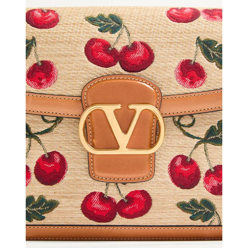 Valentino GARAVANI Straw Woven Crossbody Bags Shoulder Bags Women's Beige & Red-5