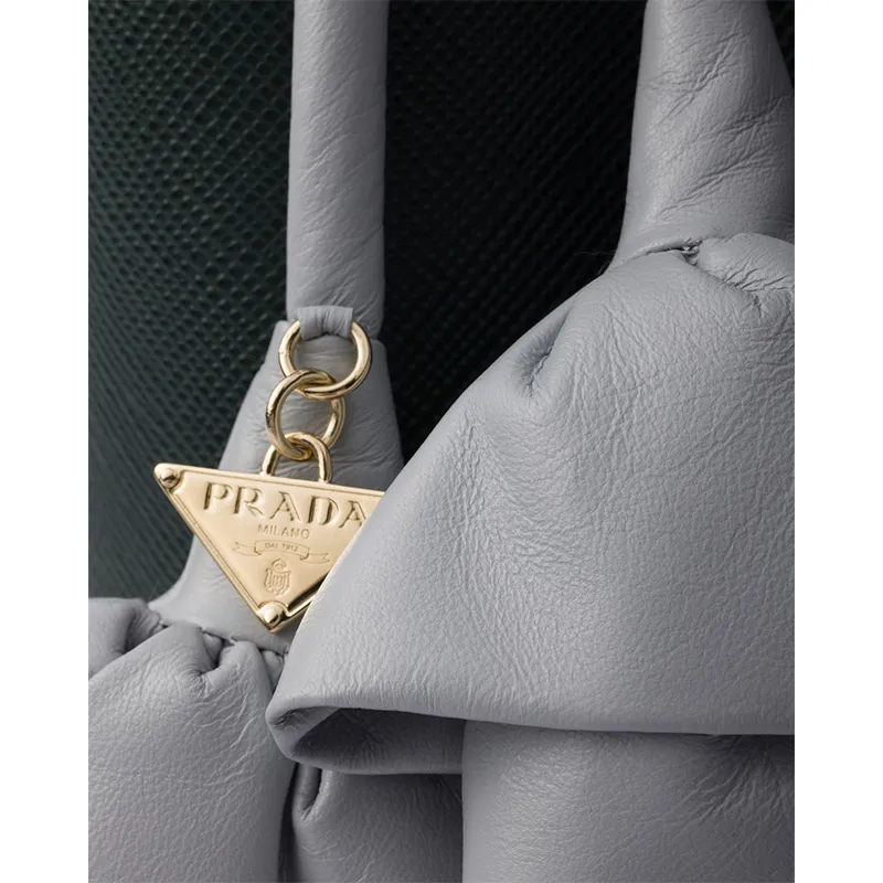 PRADA Panier Calfskin Shoulder Bags Handbags Mini Women's Emerald & Gray-4