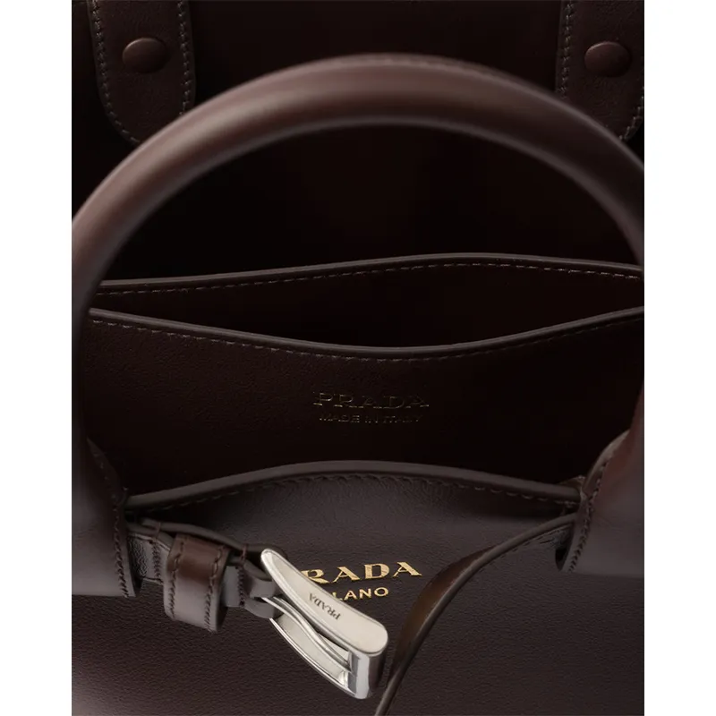 PRADA Cow Leather One Shoulder Handbags Small Size Women's Brown-4