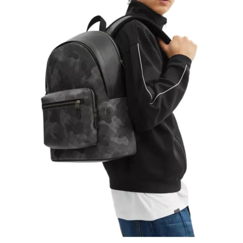 COACH Smooth Calf Leather Backpack Tubas Men's Gray-5