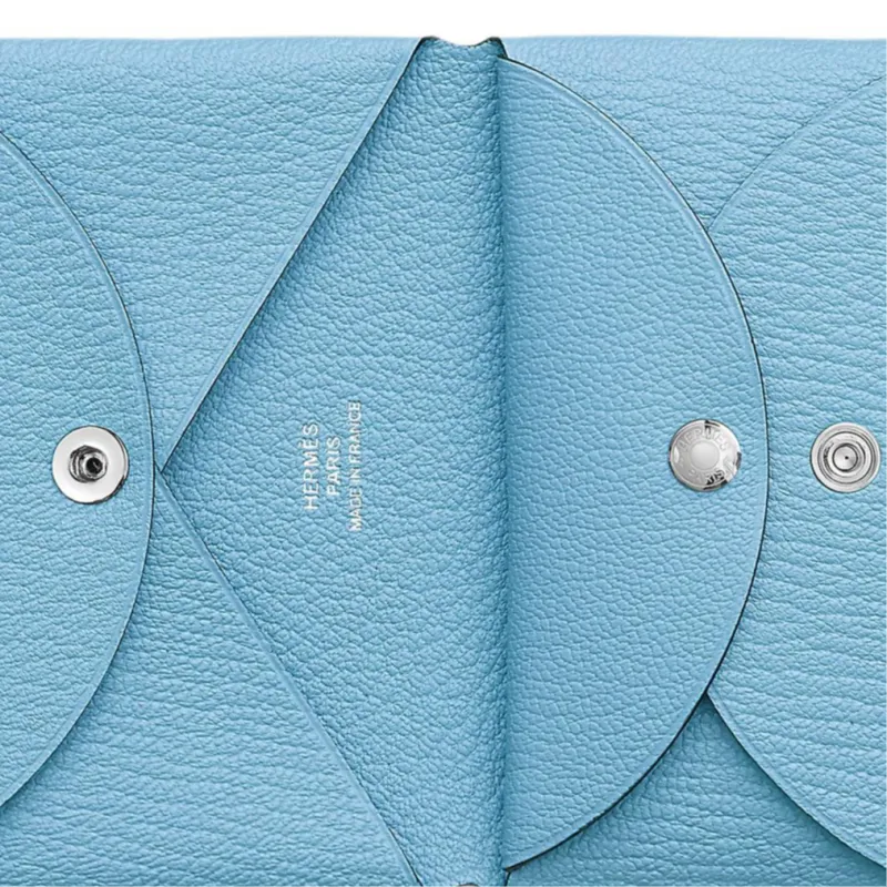 HERMES Calvi Duo Mysore Goat Skin Card Holder Women's 7N Celeste Sky Blue-2