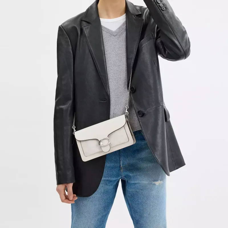 COACH Tabby Calfskin Portable Crossbody Bag, Shoulder Bag Small Size Women's Chalk White-4
