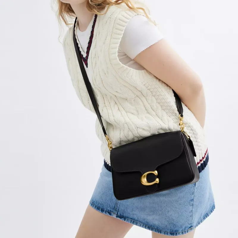 COACH Soft Tabby Leather Handbag, Shoulder Bag Medium Size Women's Black-7