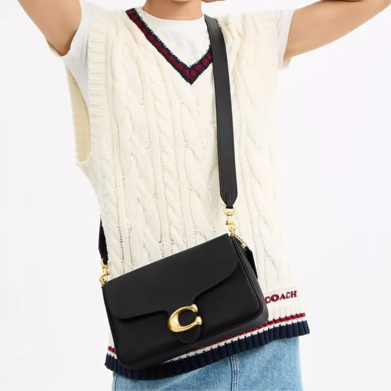 COACH Soft Tabby Leather Handbag, Shoulder Bag Medium Size Women's Black-8