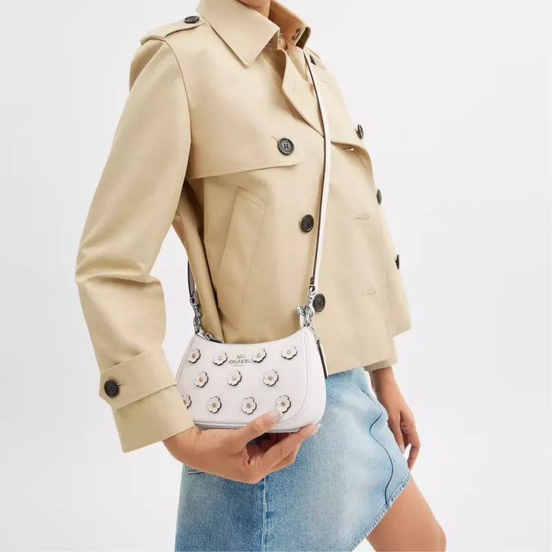 COACH Teri Leather Handbag, Shoulder Bag, Crossbody Bag Mini Women's Beige-5