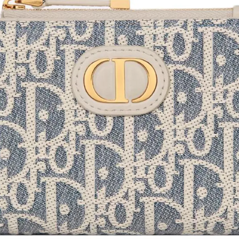 DIOR Dahlia Calfskin Wallet Women's Blue-4