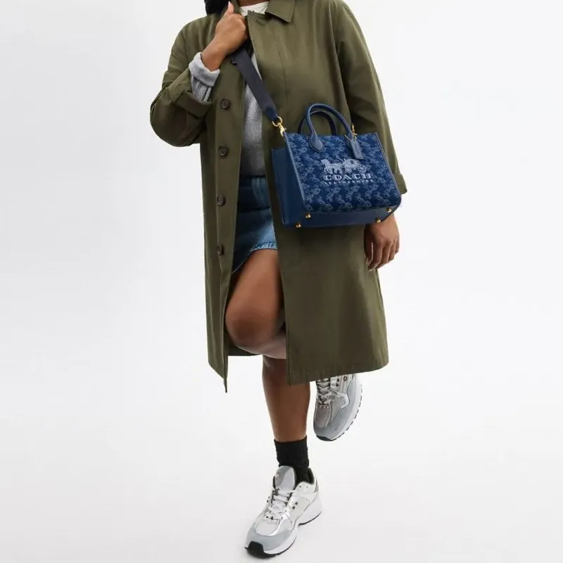 COACH Ace Fabric Tote Bag, Shopping Bag, Shoulder Bag, Crossbody Bag, Handbag Medium Size Women's Dark Blue-5