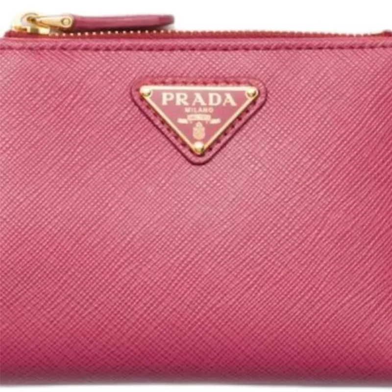 PRADA Saffiano Calfskin Wallet Small Size Women's Burgundy Pink-4
