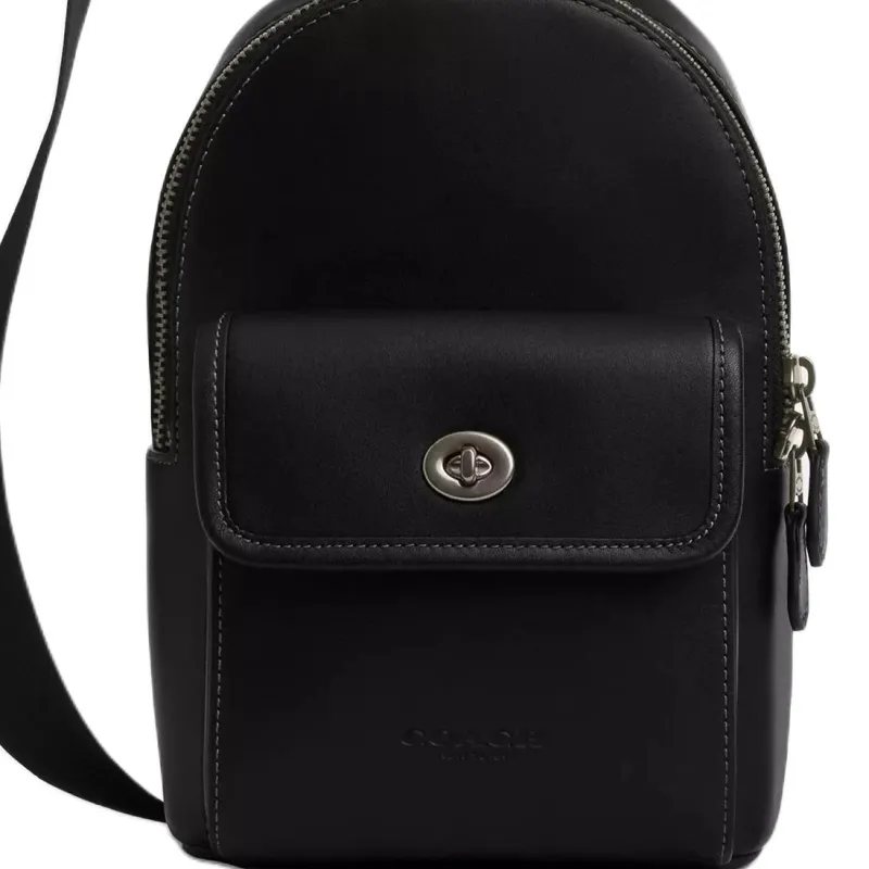 COACH Turnlock Calfskin Sling Bag Small Size Men's Black-3