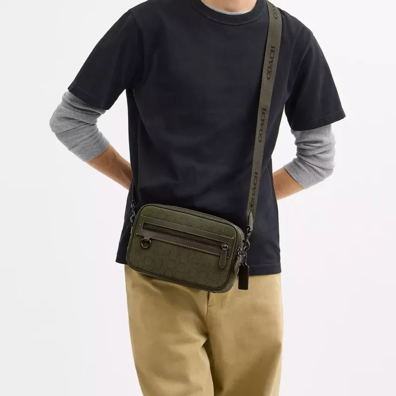 COACH Leather Camera Bag, Shoulder Bag Trumpets Women's Olive Green-5