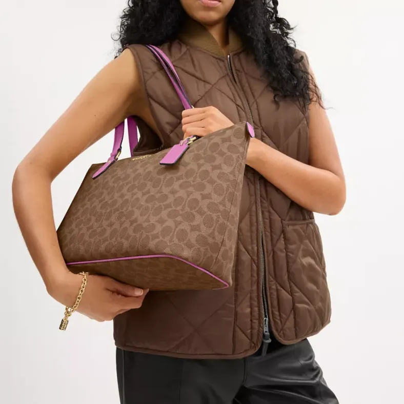 COACH Gallery Coated Canvas Tote Bag, Shopping Bag, Shoulder Bag, Handbag Tubas Women's Brown-4