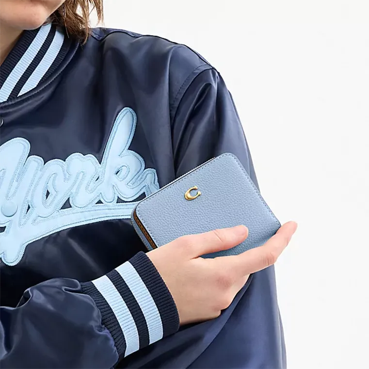 COACH BILLFOLD Leather Wallet Mini Women's Blue-5