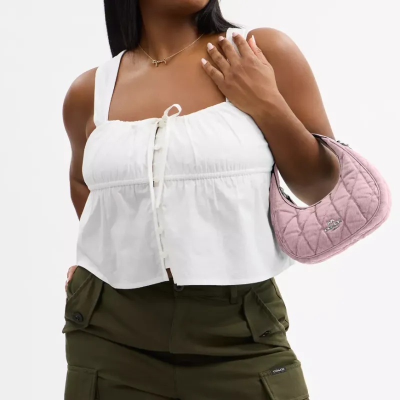 COACH CARMEN Denim With Smooth Leather Crossbody One Shoulder Handbag Mini Women's Carnation Color-4