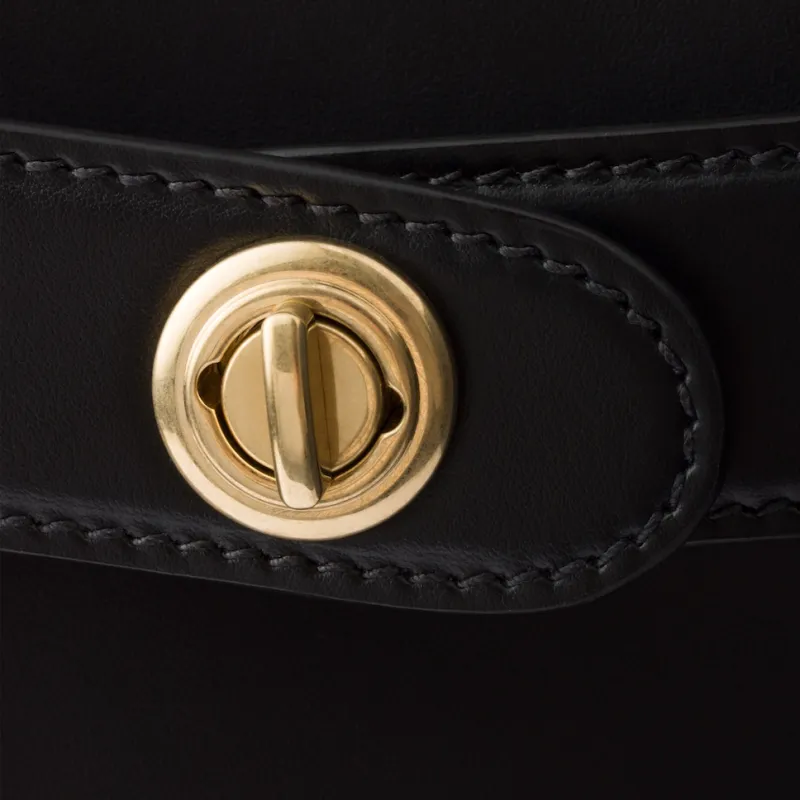 PRADA Calfskin Handbag Large Size Women's Black-4