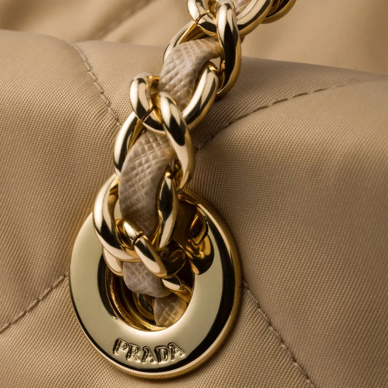 PRADA Re Edition Recycled Nylon Handbag Medium Size Women's Camel Brown-4