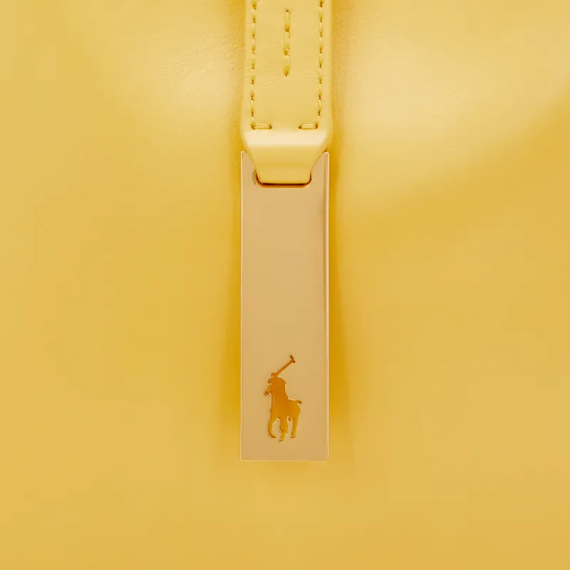 Ralph Lauren Polo ID Cow Leather Crossbody Shoulder Bag Small Size Women's Mustard Yellow-4
