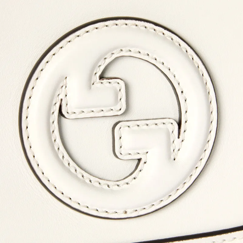 GUCCI Leather Shoulder Bag Mini Women's White-5