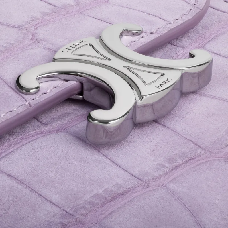 CELINE Triomphe Suede Wallet Trumpets Women's Purple-4