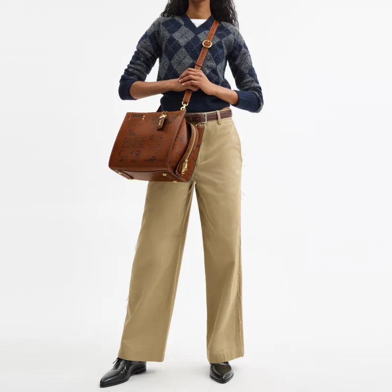 COACH PEANUTS Snoopy, Collaboration Rogue Leather Shoulder Bag, Crossbody Bag, Handbag Tubas Women's Brown-4