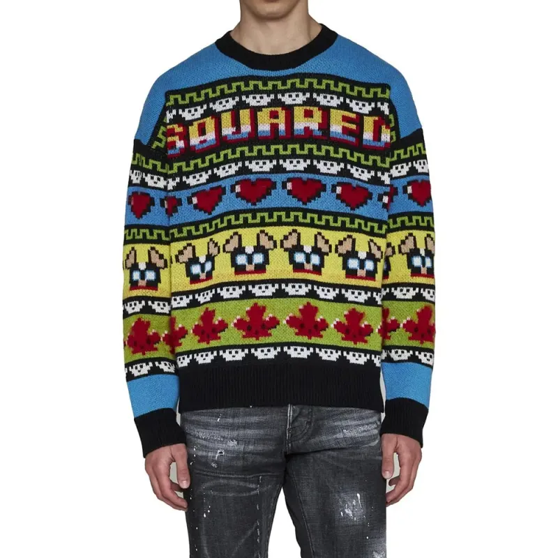 DSQUARED 2 Jacquard Crewneck Knitted Jumper-3