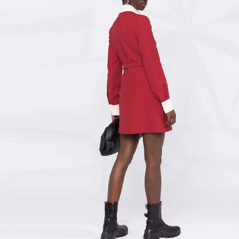 Valentino Long-Sleeved Dresses Women's Red-2