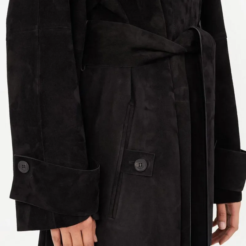 Ferragamo Trench Coats Women's Black Gray Color-3