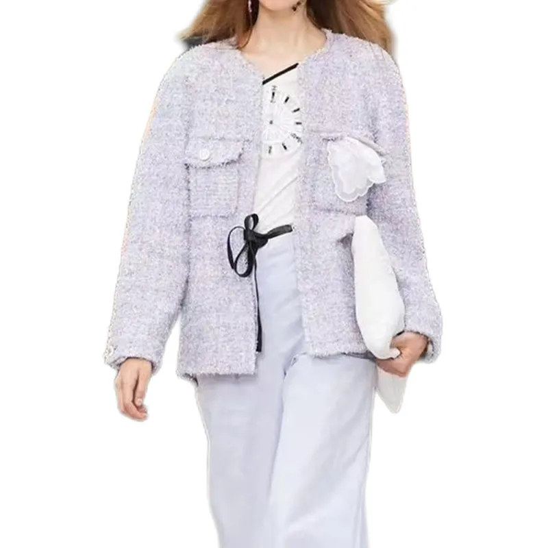 CHANEL Jackets Coats Women's Purple-2