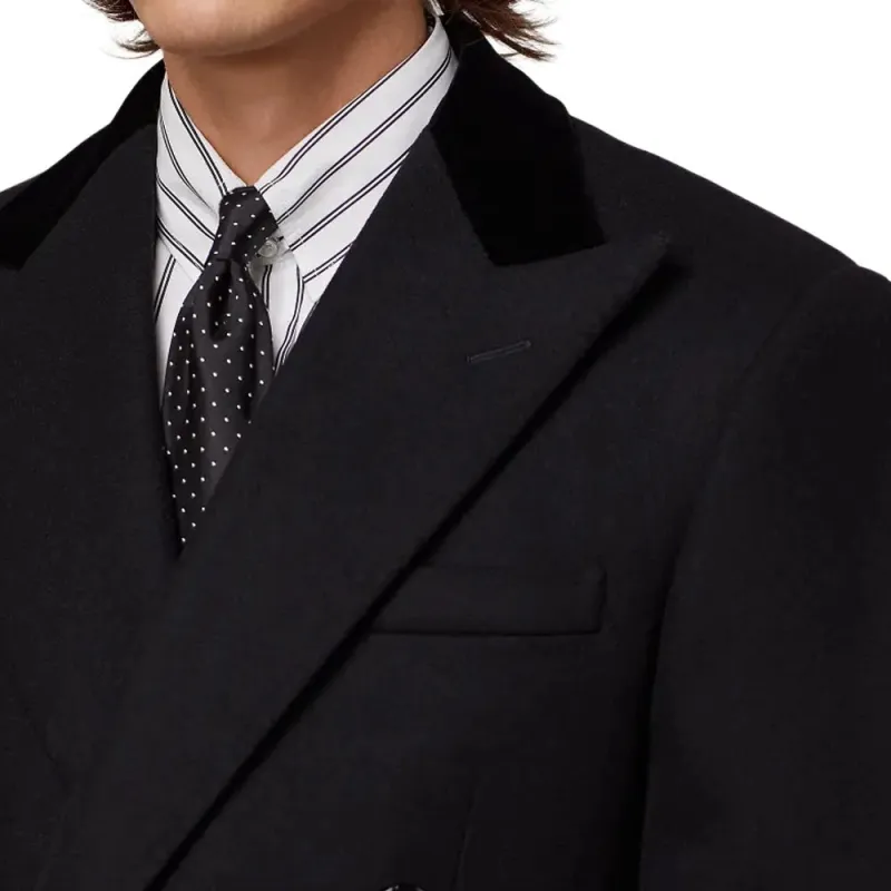 Polo Ralph Lauren Kent Handmade Wool-Cashmere Topcoat Coats Men's Black-4