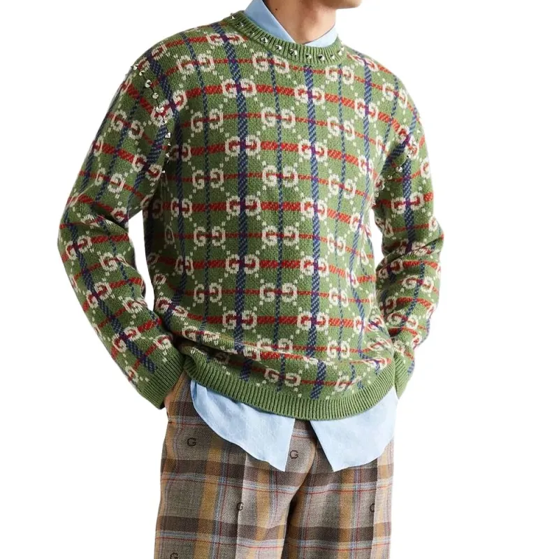 GUCCI Gg Check Knit Wool Sweater-2