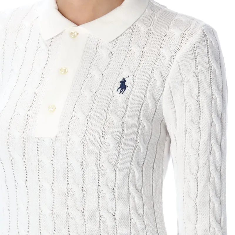 Polo Ralph Lauren Cable Knit Polo Jumper-2