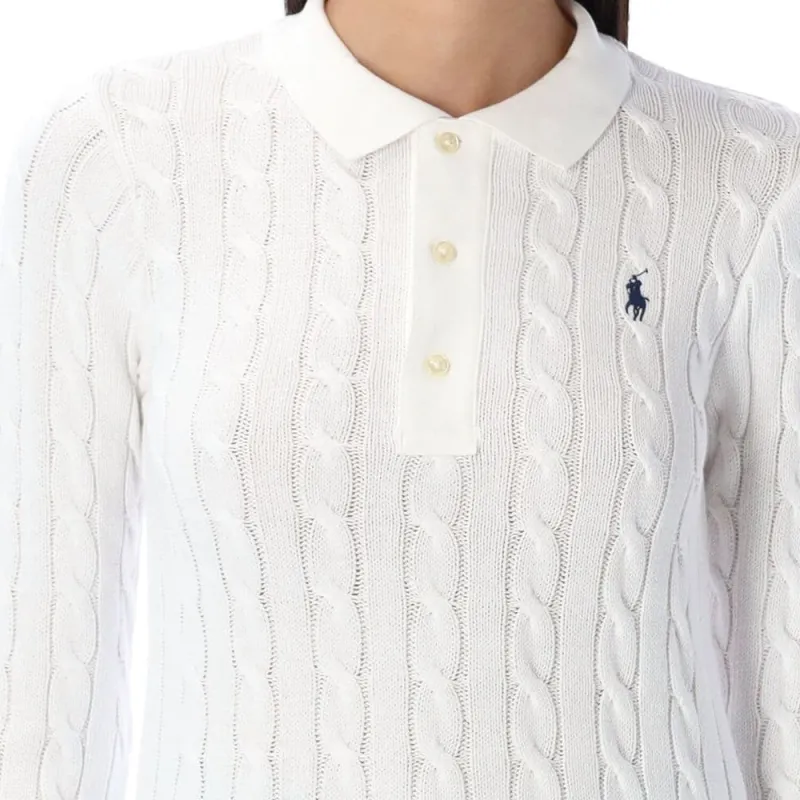Polo Ralph Lauren Cable Knit Polo Jumper-3
