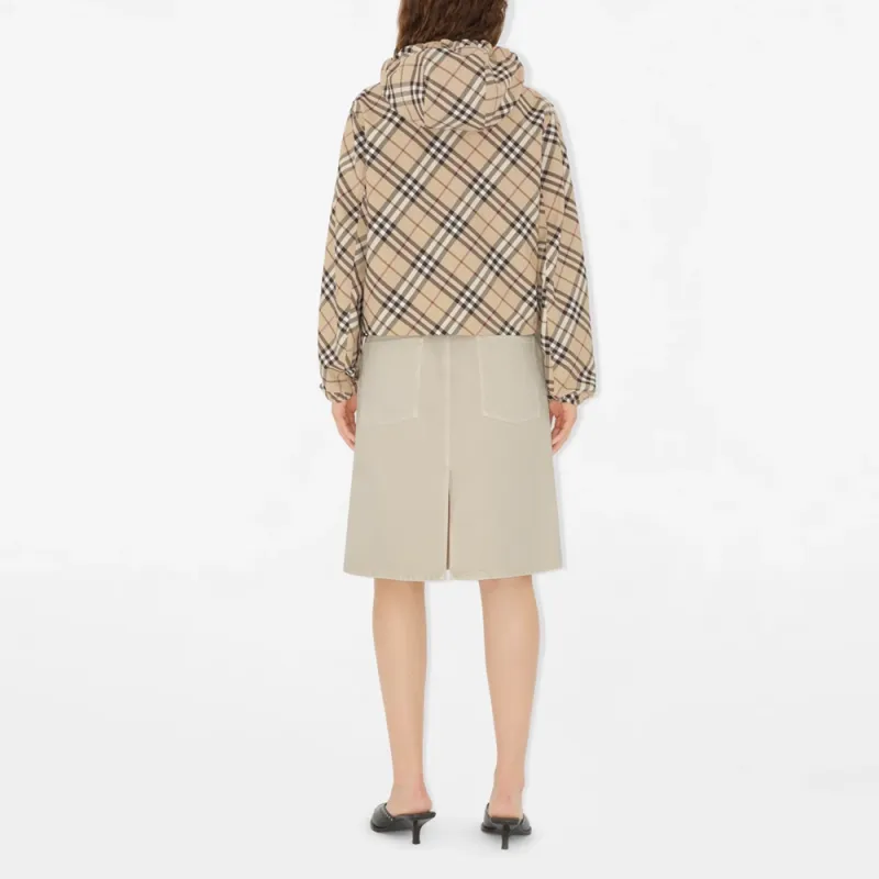 Burberry Checked Hooded Zip Up Jacket-2